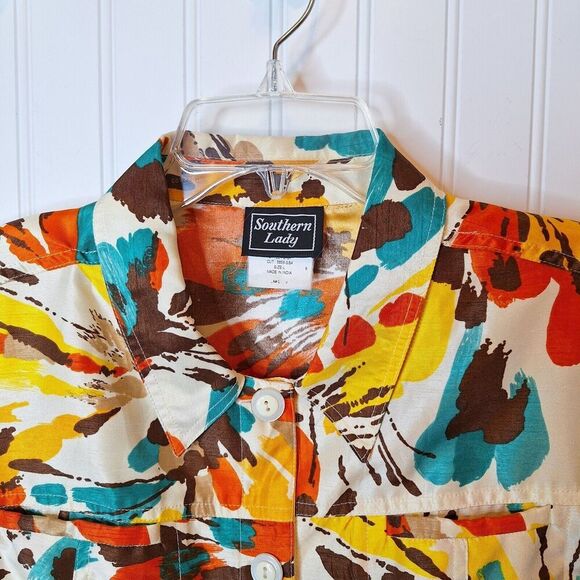 Southern Lady Womens Button Up Jacket Size L Office Career Long Sleeve Silky - Picture 3 of 12